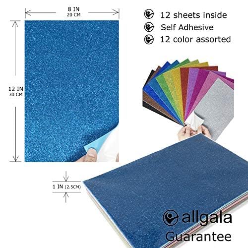 Allgala 12 Pack Glitter EVA Foam Paper 8"" x 12"" Sheets - Assorted Colors Self Adhesive - Perfect for Kids Art Craft DIY Projects and Classrooms or Cosplay - Image 3